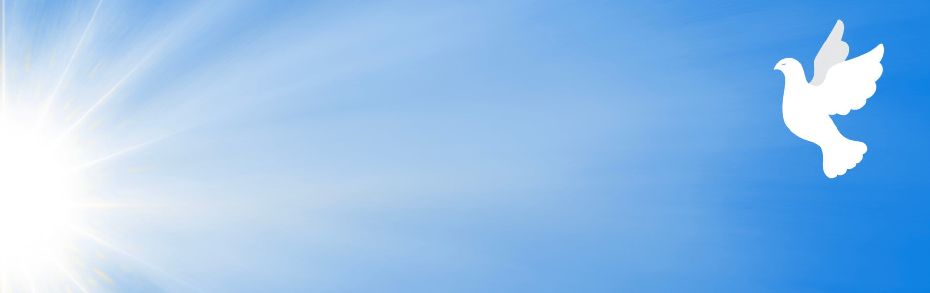 Abstract white dove flying in front of blue background